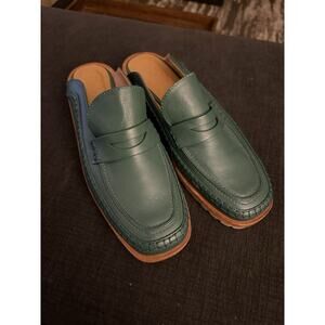 Beklina Loafer Mule in Parsley Green Leather Lug Sole 8.5